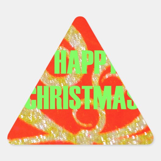 Sticker Triangulaire Joyeux Noël Parties scintillant Rouge Texte Motif  (Devant)