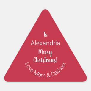Sticker Triangulaire Joyeux Noël personnalisé de maman et papa