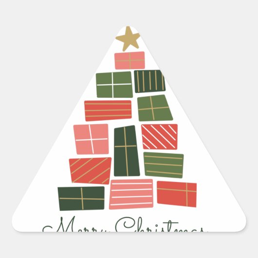 Sticker Triangulaire Joyeux Noël présent Arbre (Devant)
