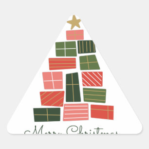 Sticker Triangulaire Joyeux Noël présent Arbre