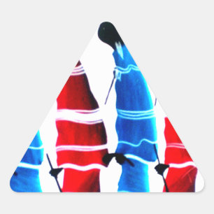 Sticker Triangulaire Joyeux peuple Massaï Guerriers Marcher Art Imprime
