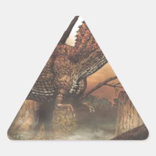 Sticker Triangulaire Jurassic Journey : Dinosaure dans son habitat natu