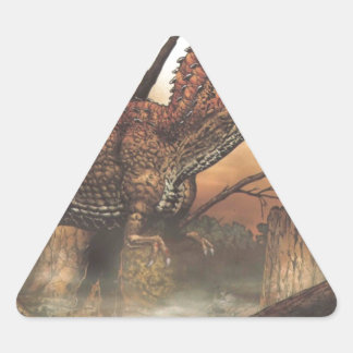 Sticker Triangulaire Jurassic Journey : Dinosaure dans son habitat natu