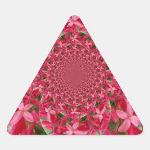 Sticker Triangulaire Kaleidoscope de Cramoisi : Art de Fleur d'Asclépia