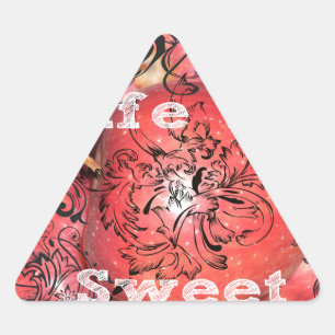 Sticker Triangulaire La vie est douce : Apple et Floral Motif Design