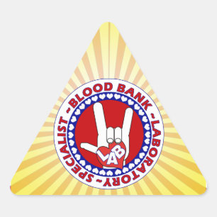 STICKER TRIANGULAIRE LABORATOIRE SPÉCIALISTE BANQUE SANGUINE TECHNOLOGI