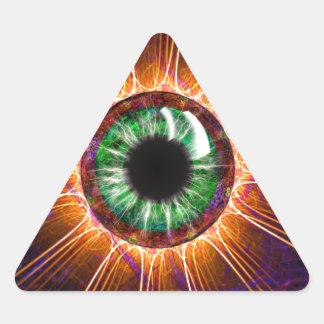 Sticker Triangulaire L'art fractal des yeux de Tesla
