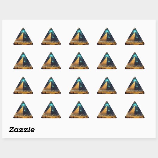 Sticker Triangulaire L'art pyramidal bleu mystique (Feuille)