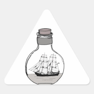 Sticker Triangulaire Le bateau dans l'ampoule en verre