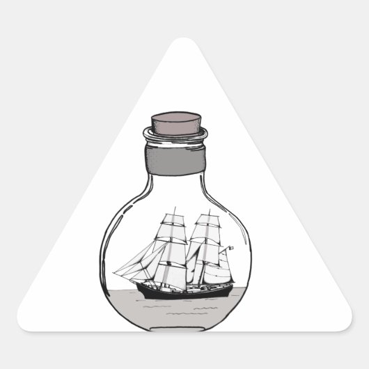 Sticker Triangulaire Le bateau dans l'ampoule en verre (Devant)