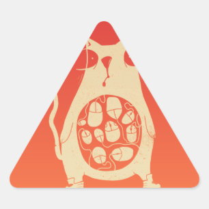 Sticker Triangulaire Le chat affamé a faim