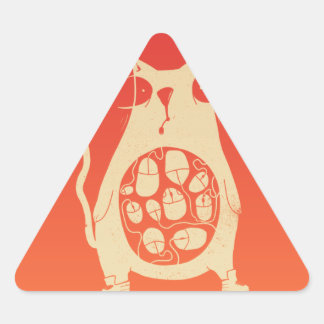 Sticker Triangulaire Le chat affamé a faim