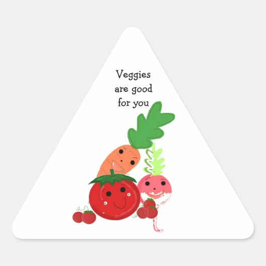 Sticker Triangulaire Légumes Dessin Animé (Devant)