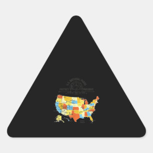 Sticker Triangulaire Les 63 Parcs nationaux des États-Unis Carte - Parc