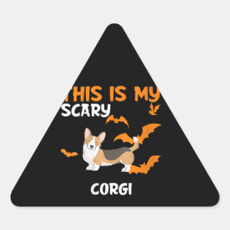 Sticker Triangulaire Les Femmes Corgi Avec Costume De Queue Halloween L