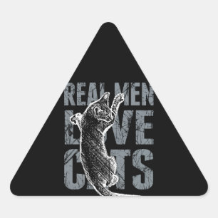 Sticker Triangulaire Les vrais hommes adorent les chats en style détend