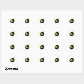 Sticker Triangulaire libellule d'or en cercle noir (Feuille)