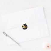 Sticker Triangulaire libellule d'or en cercle noir (Enveloppe)