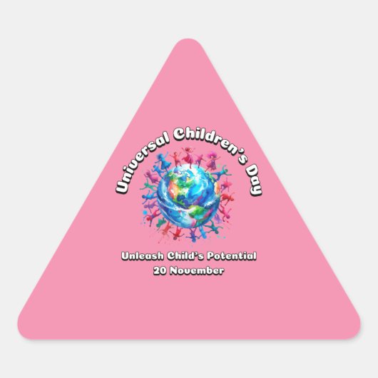 Sticker Triangulaire Libérez le potentiel de l'enfant. Journée mondiale (Devant)