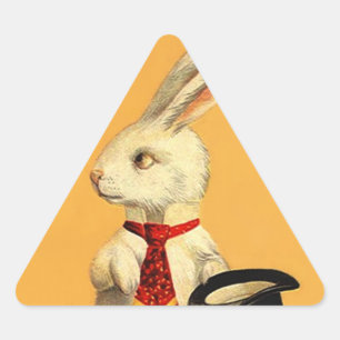 Sticker Triangulaire Lièvres magiques vintages de lapin de tour de