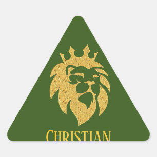 Sticker Triangulaire Lion Avec Couronne - Style Or 1