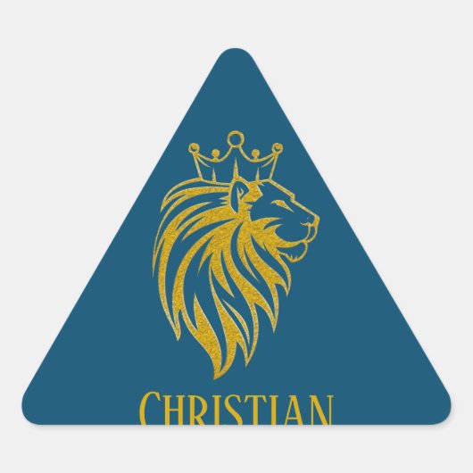 Sticker Triangulaire Lion Avec Couronne - Style Or 2 (Devant)