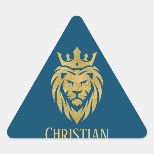 Sticker Triangulaire Lion Avec Couronne - Style Or 3 (Devant)