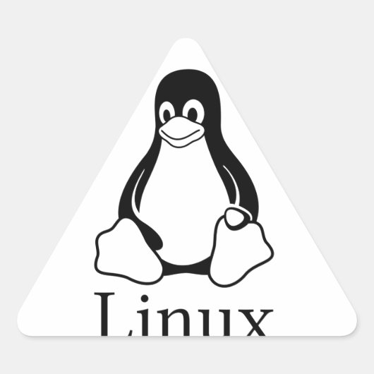 Sticker Triangulaire Logo Linux avec Tux le Penguin Linux (Devant)