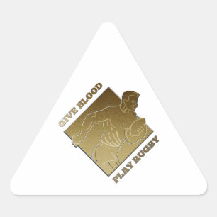 Sticker Triangulaire l'or métallique de joueur de rugby donnent le