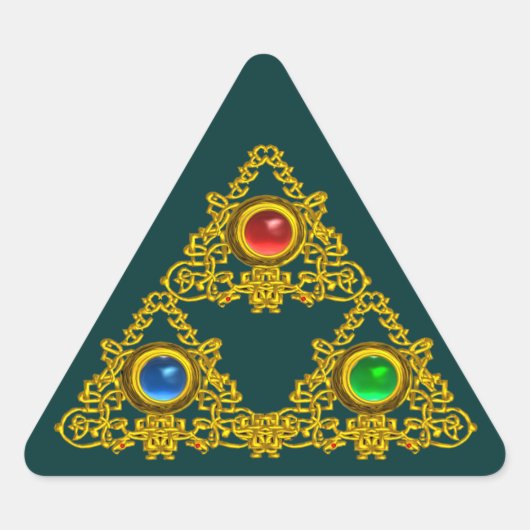 STICKER TRIANGULAIRE MAGIQUE ELFIC TALISMAN /GOLD TRIANGLE AVEC GEMSTON (Devant)
