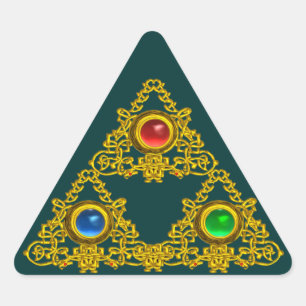 STICKER TRIANGULAIRE MAGIQUE ELFIC TALISMAN /GOLD TRIANGLE AVEC GEMSTON
