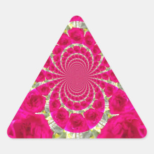 Sticker Triangulaire Magnifique motif kaléidoscope de roses rouges incr