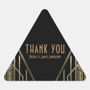 Sticker Triangulaire Mariage Art Déco Gatsby Glam des années 20 noir et