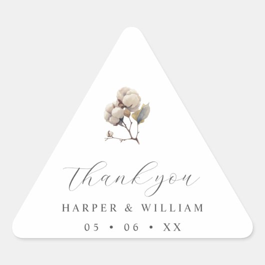 Sticker Triangulaire mariage de coton aquarelle merci (Devant)