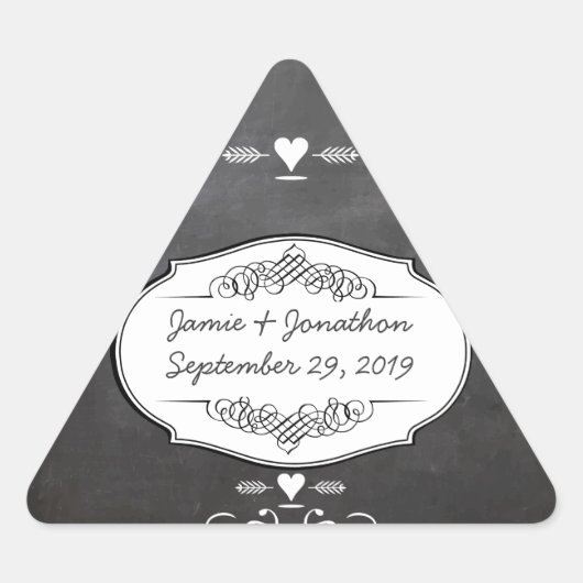 Sticker Triangulaire Mariages de typographie de tableau noir (Devant)