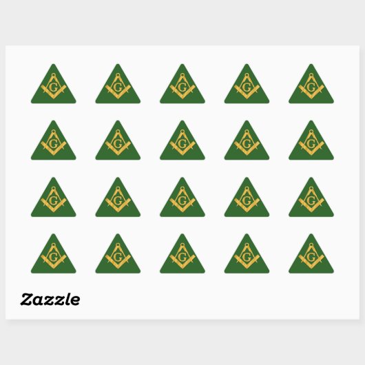 Sticker Triangulaire Mason Masonic sur Vert (Feuille)