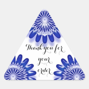 Sticker Triangulaire Merci pour votre commande Fleurs Bleues d'affaires
