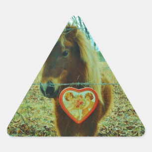 Sticker Triangulaire Miniature cheval Brown Valentine Heart