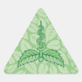 Sticker Triangulaire Mint Caduceus avec Arrière - plan Feuille (Devant)