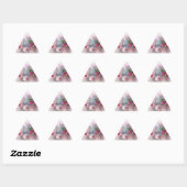 Sticker Triangulaire Modèle vierge de roses rouges roses à l'aquarelle (Feuille)