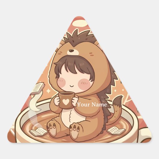 Sticker Triangulaire Modern Hedgehog Coffee Triangle Tech Decal (Devant)