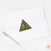 Sticker Triangulaire Molon Labe Laurels en Masque Spartiate Vert olive (Enveloppe)