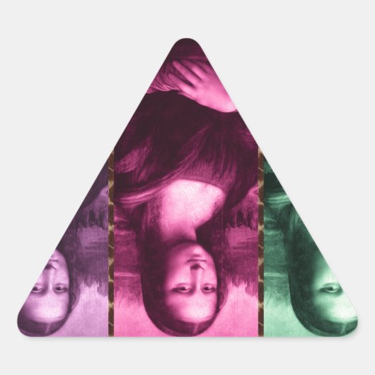 Sticker Triangulaire Mona Lisa Poster de animal rose rose violet (Devant)