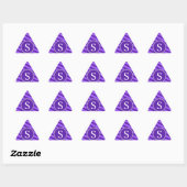Sticker Triangulaire Monogramme à rayures violettes (Feuille)
