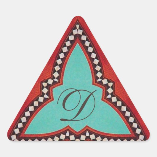 STICKER TRIANGULAIRE MONOGRAMME ABSTRAIT DE TRIANGLE BLEU ROUGE (Devant)