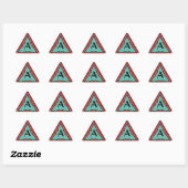 STICKER TRIANGULAIRE MONOGRAMME ABSTRAIT DE TRIANGLE BLEU ROUGE (Feuille)