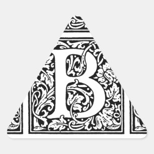 Sticker Triangulaire Monogramme B initial. Nom customisé Modèle floral