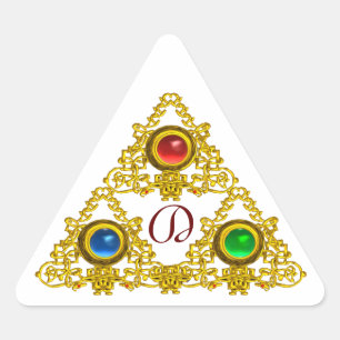 STICKER TRIANGULAIRE MONOGRAMME MAGIQUE ELFIQUE TALISMAN /OR TRIANGLE