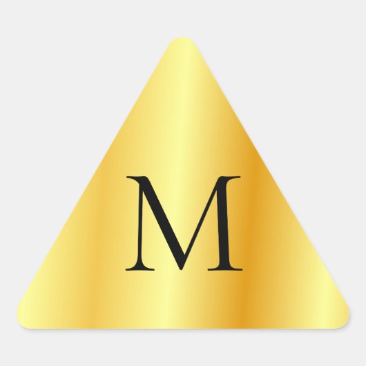 Sticker Triangulaire Monogramme Modèle Faux Or Moderne Élégant (Devant)