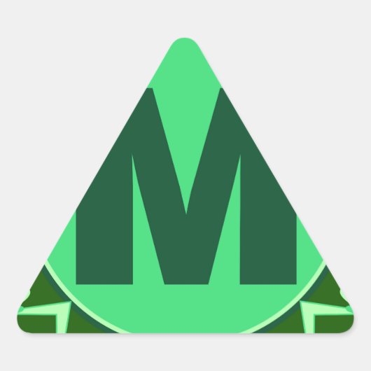 Sticker Triangulaire Monogramme Nom initial lettre verte alphabet m (Devant)